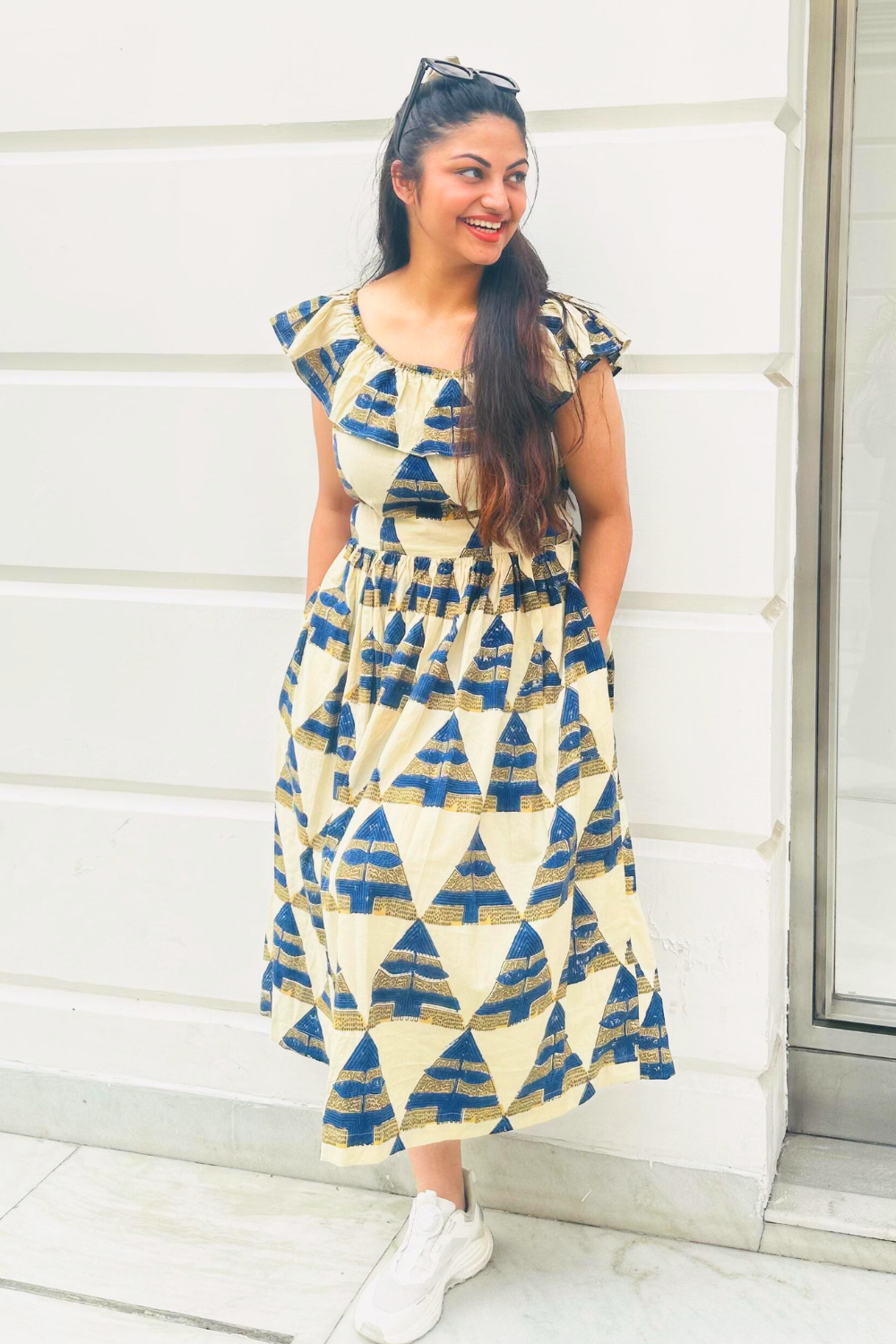 Off White White and Blue dress