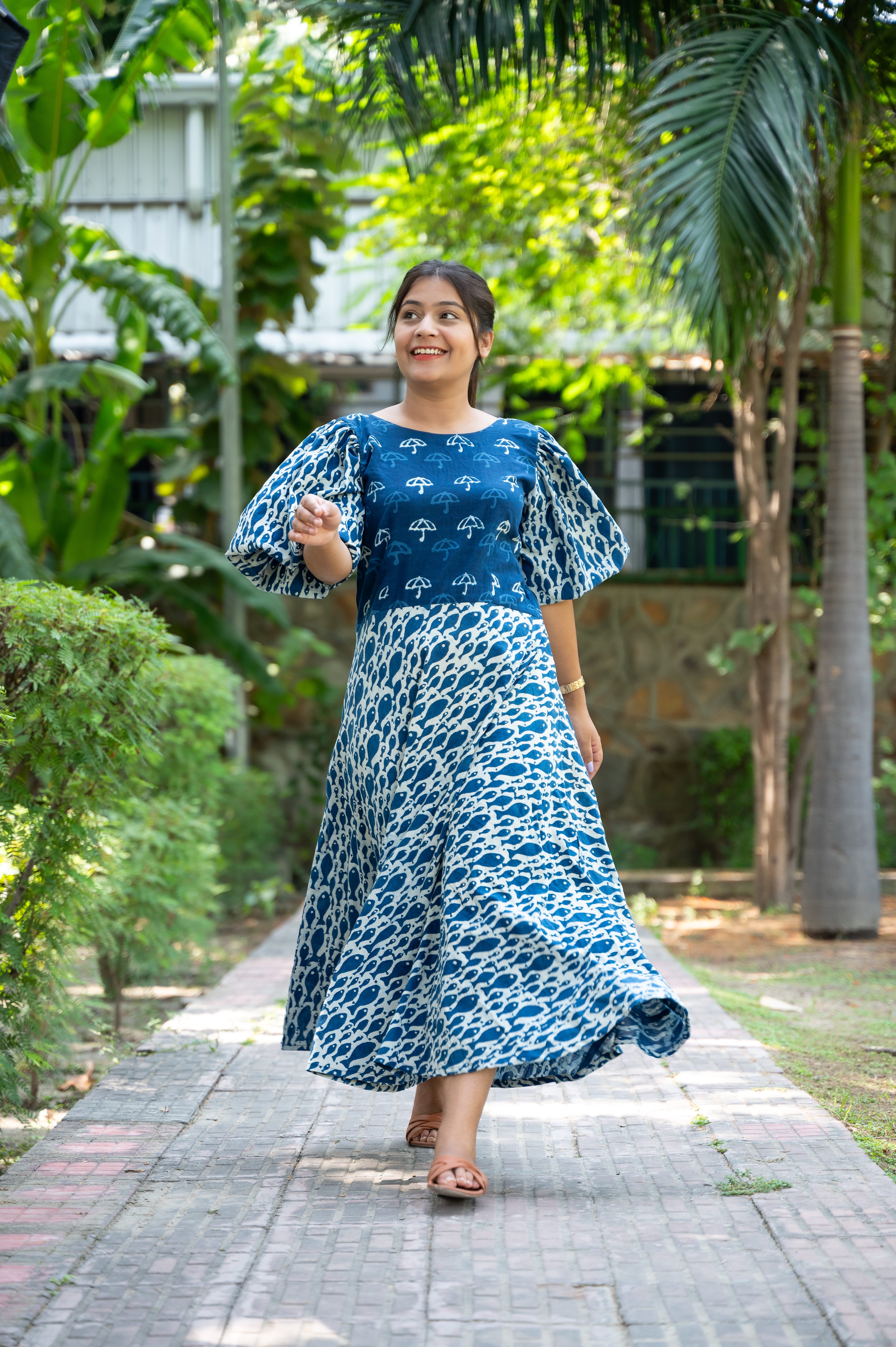 indigo cotton dress material Hand Block Indigo Blue Floral Print Fabric Indian 100% Pure Cotton Fabric Natural Light Weight Dress Material Fabric By The Yard