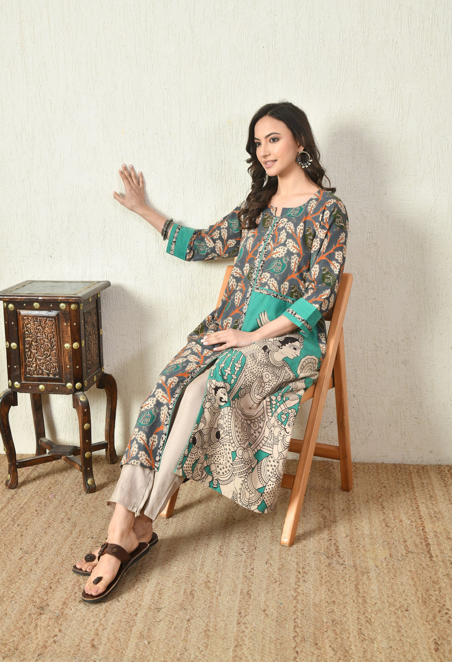 Green Kalamkari Cotton Kurta