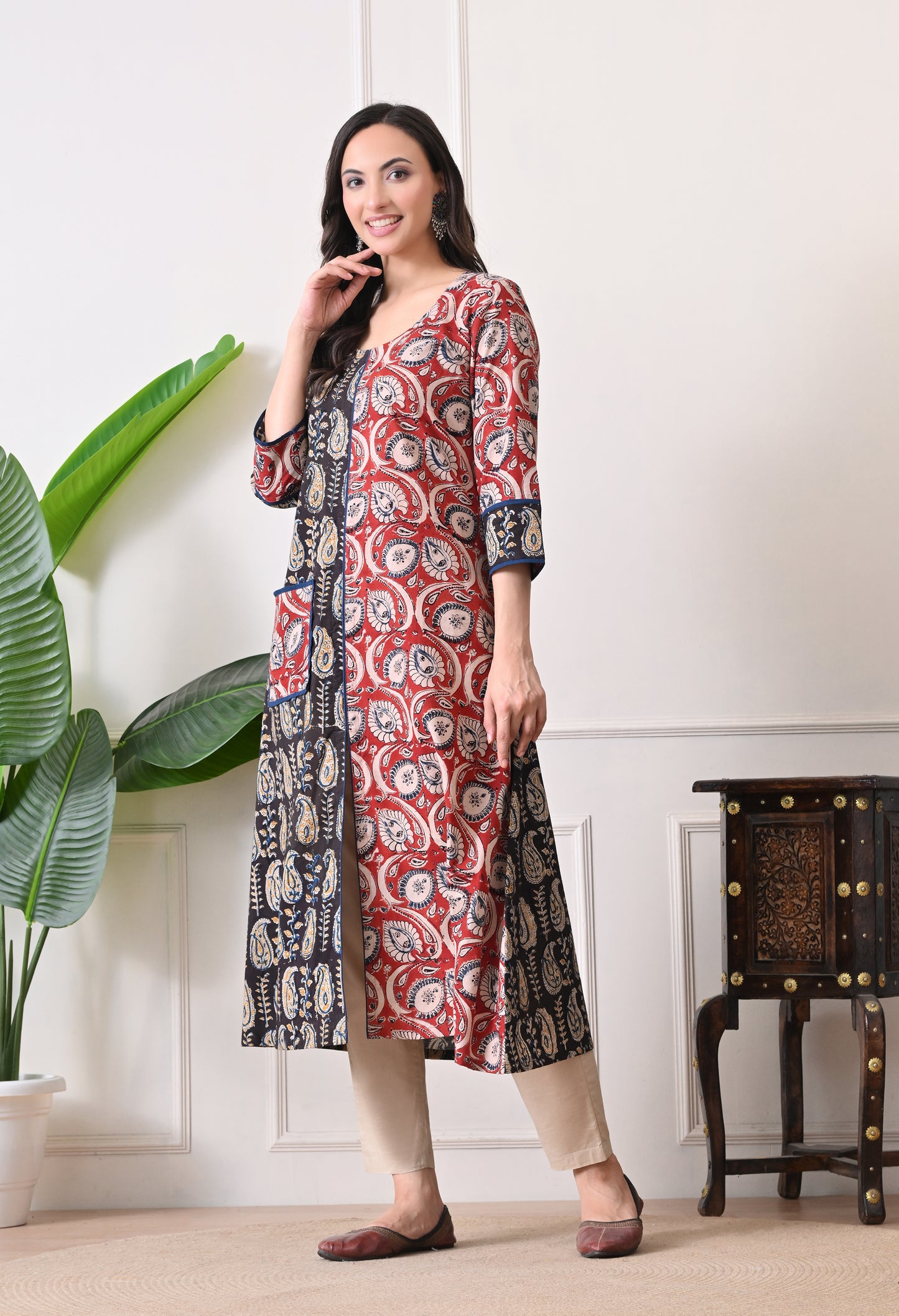 Black Kalamkari Cotton Kurta