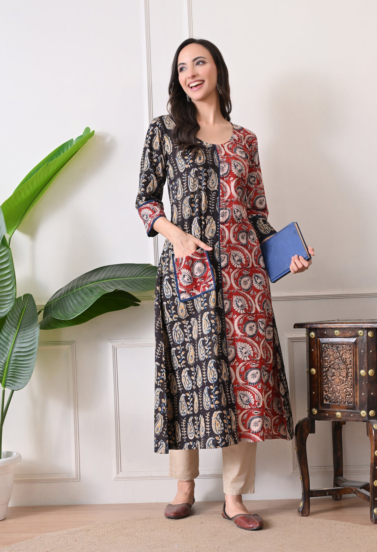 Black Kalamkari Cotton Kurta