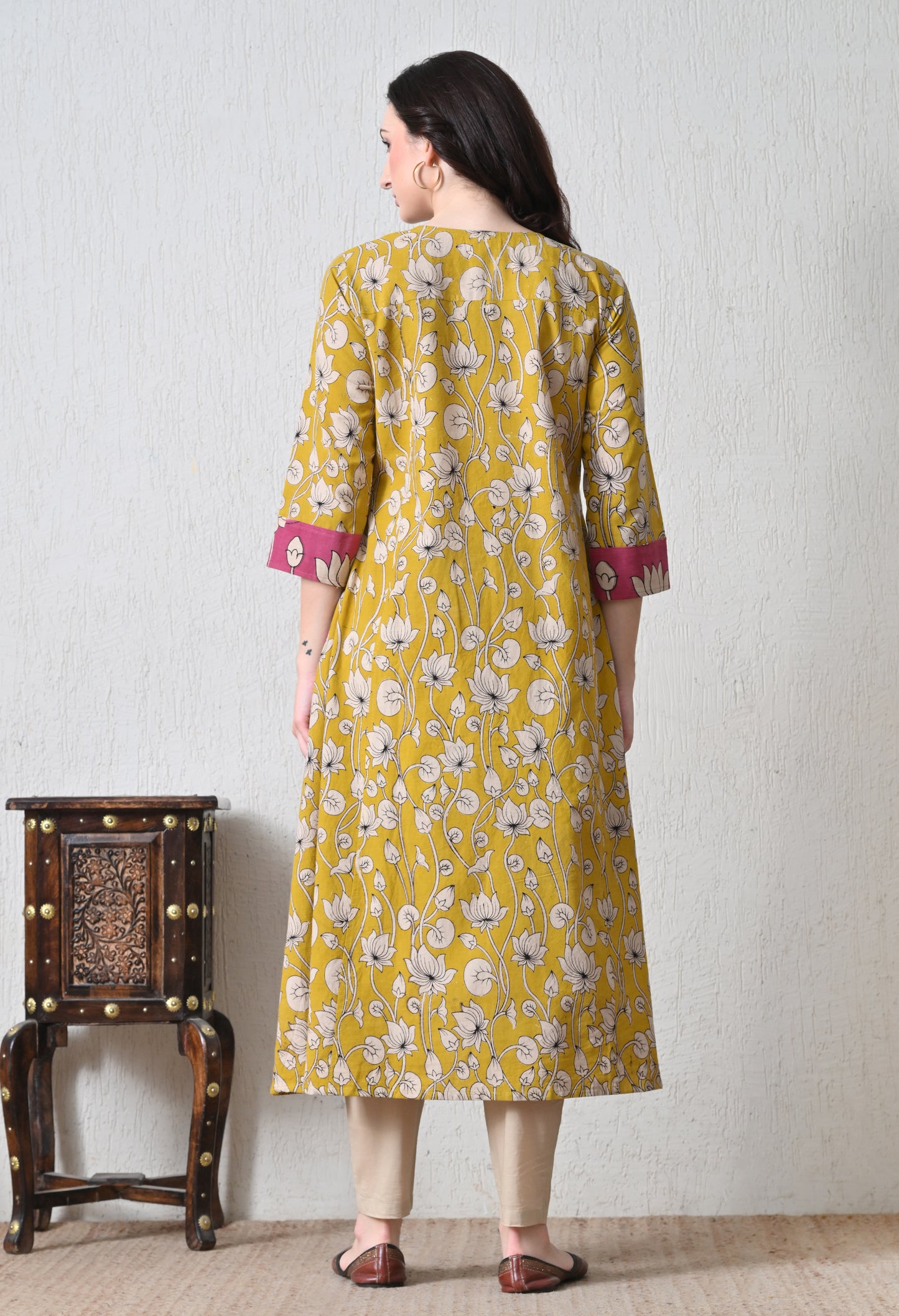 Yellow Kalamkari Cotton Kurta