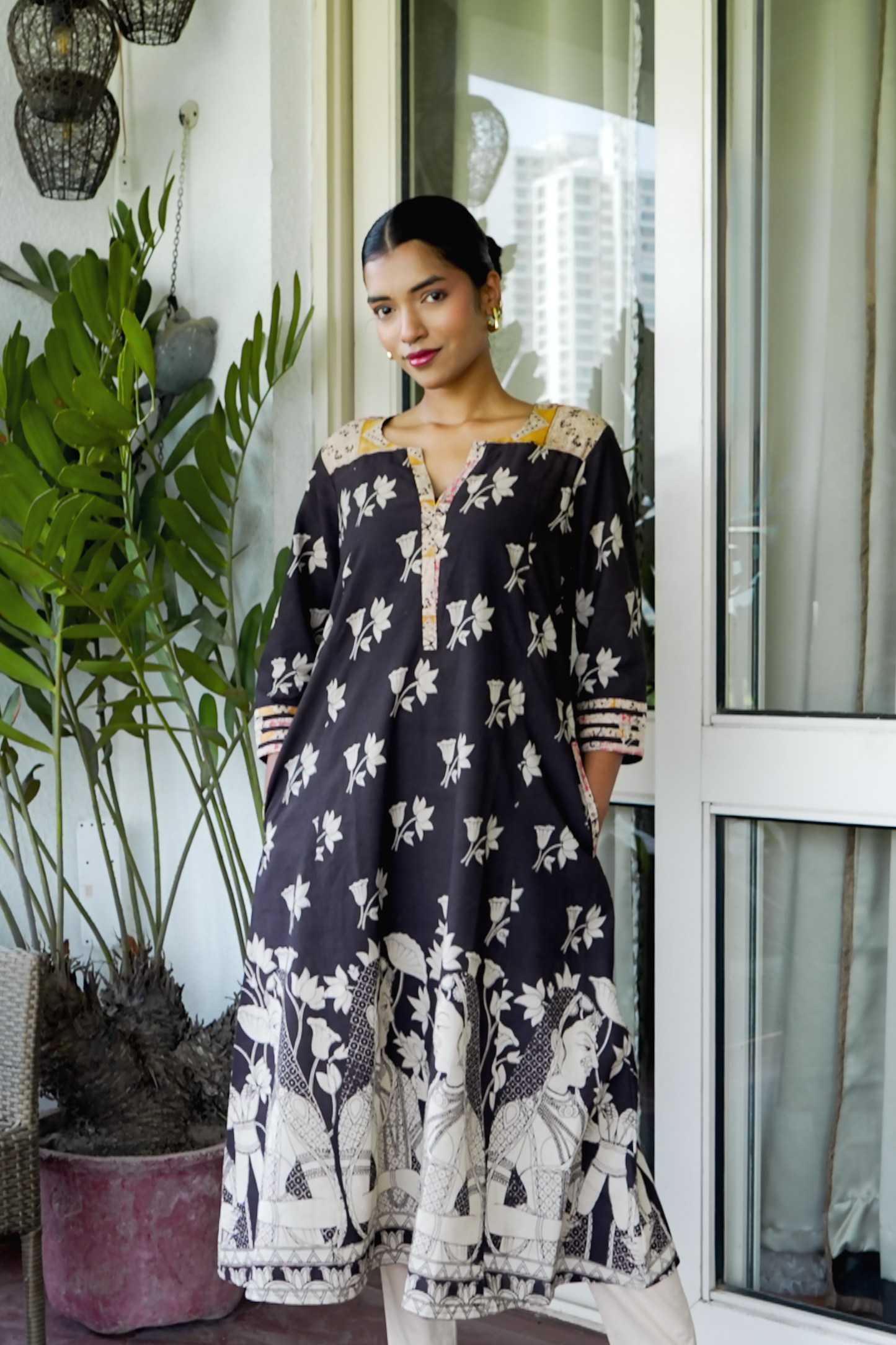 Black Kalamkari Cotton Kurta