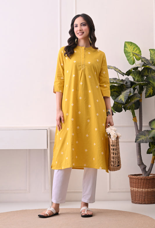 Yellow Cotton Kurta