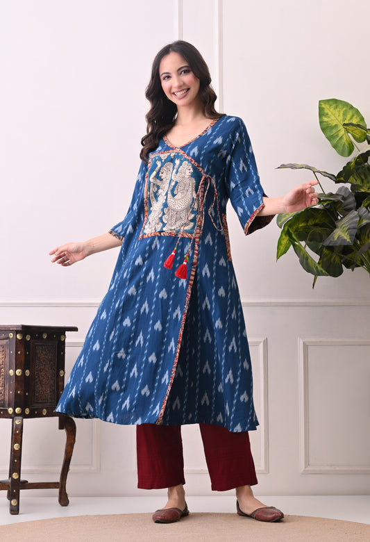 Blue Ikkat Handwoven Ikkat Cotton Kurta