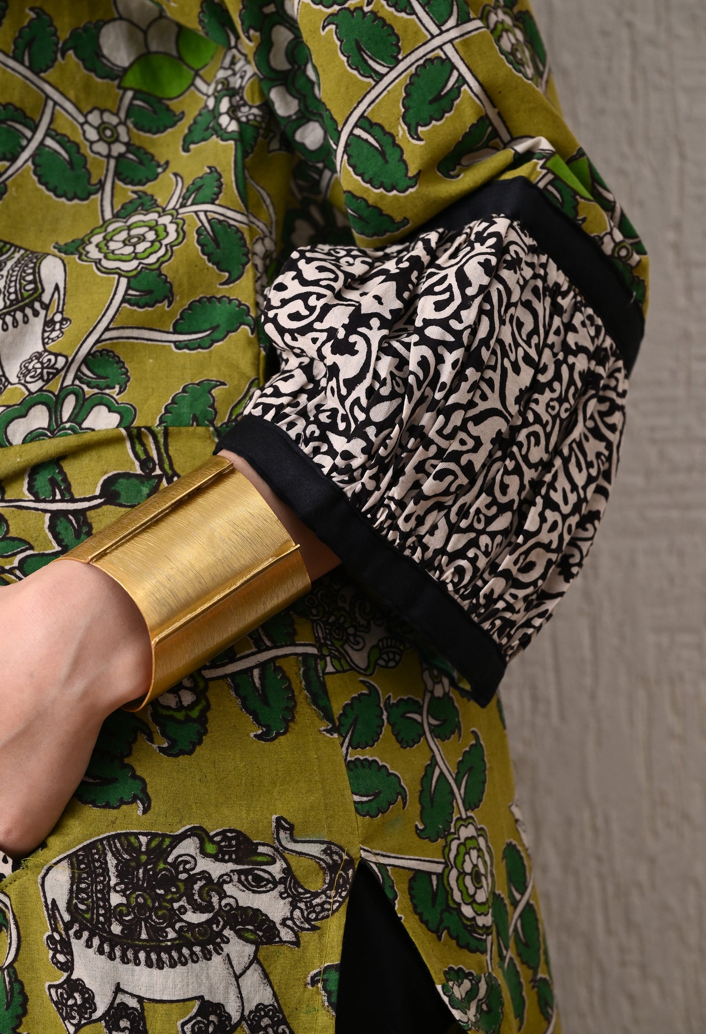 Green Printed Kalamkari Cotton Kurta