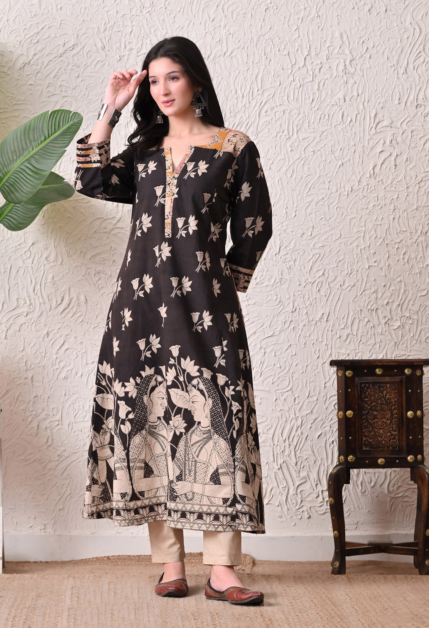 Black Kalamkari Cotton Kurta