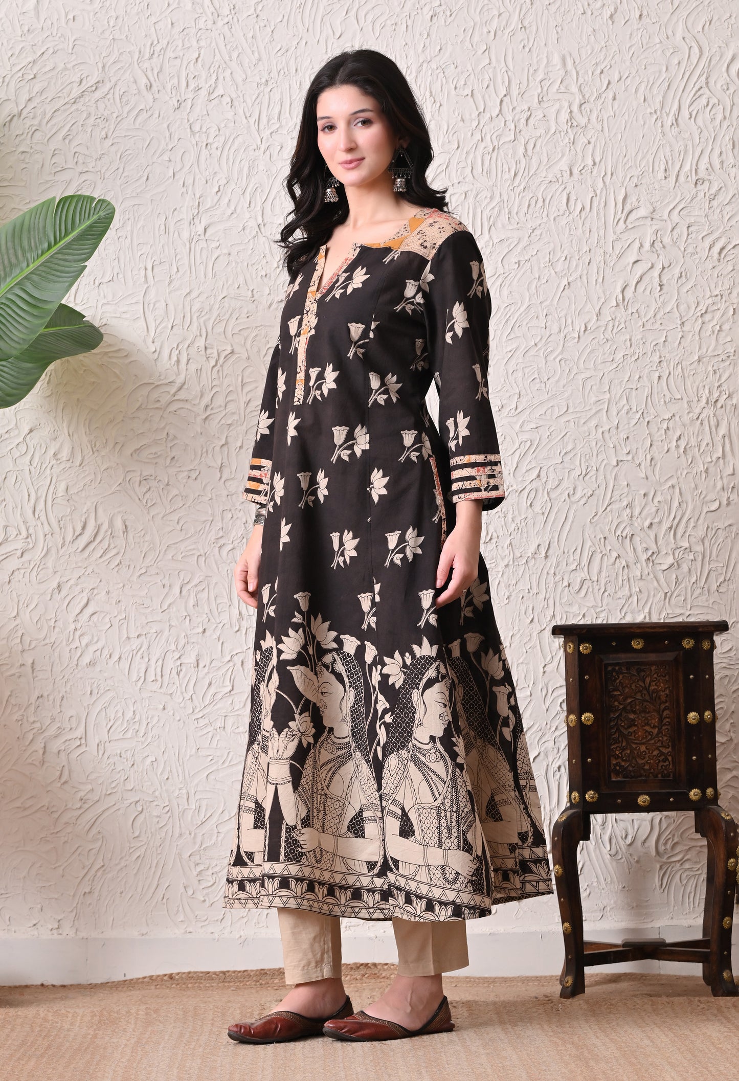 Black Kalamkari Cotton Kurta