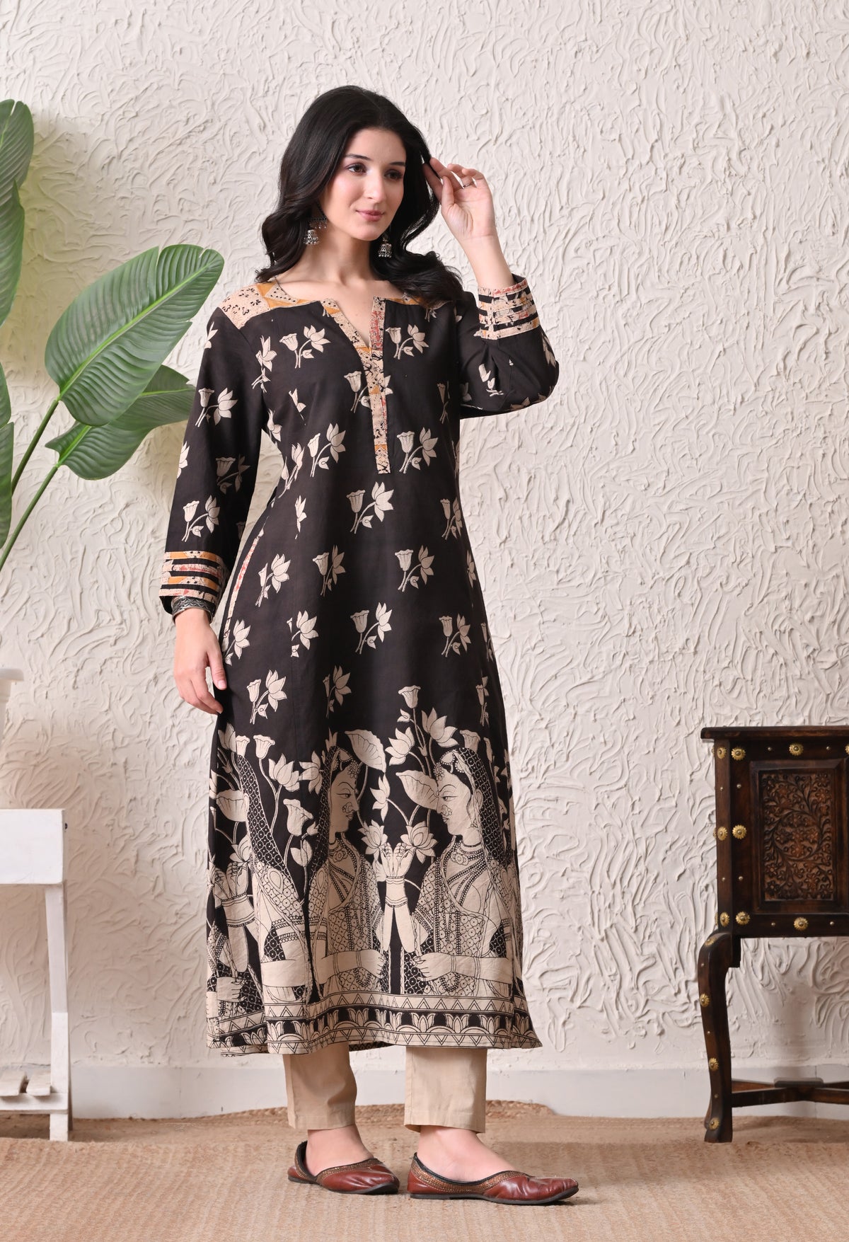 Black Kalamkari Cotton Kurta