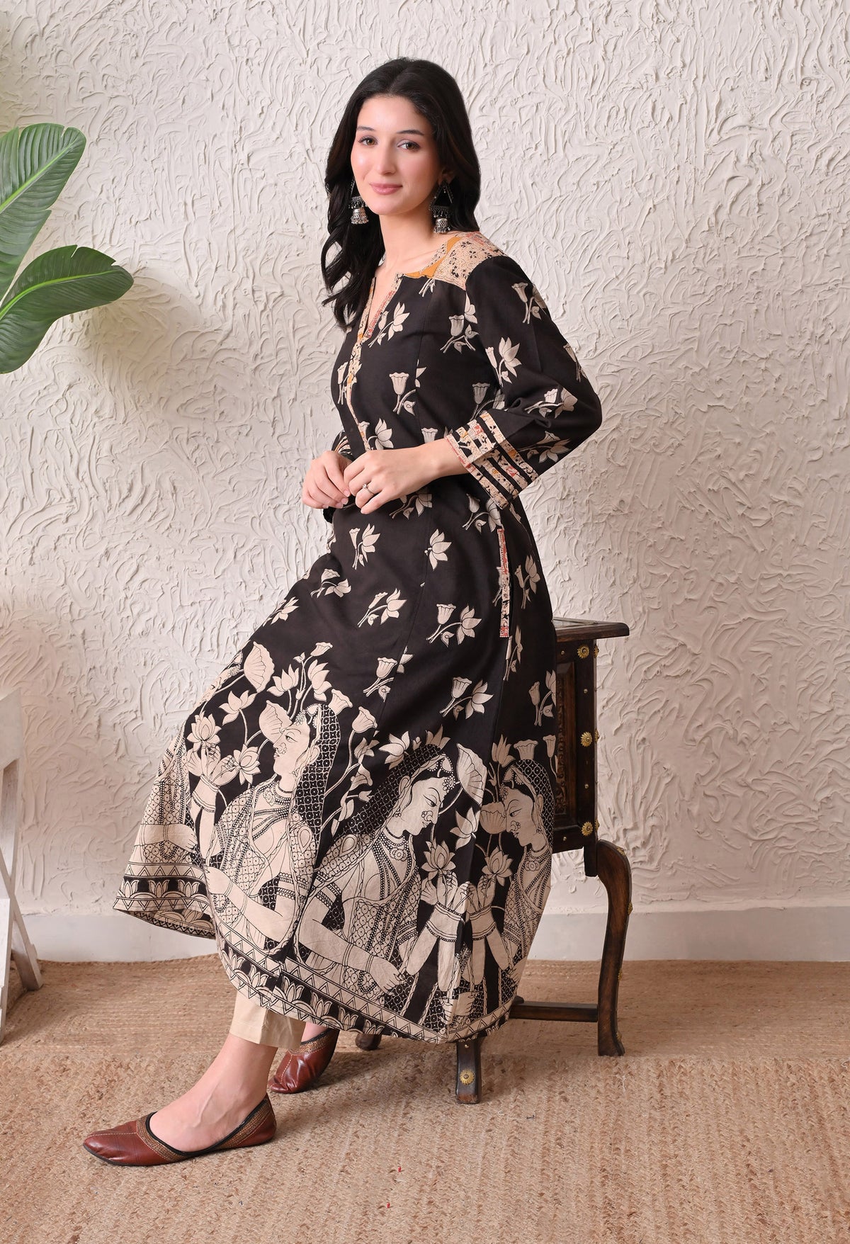 Black Kalamkari Cotton Kurta