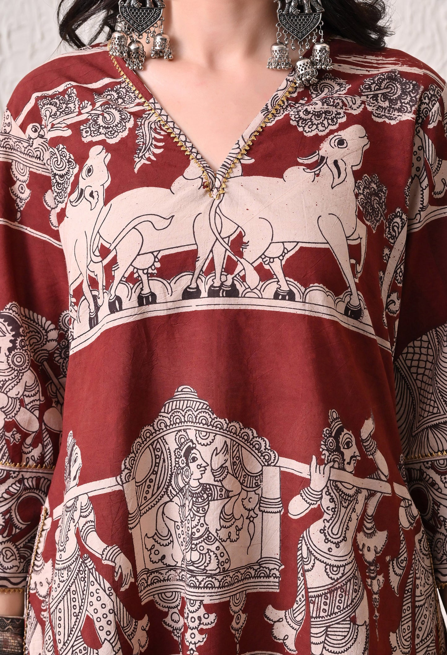 Maroon Kalamkari Cotton Kurta