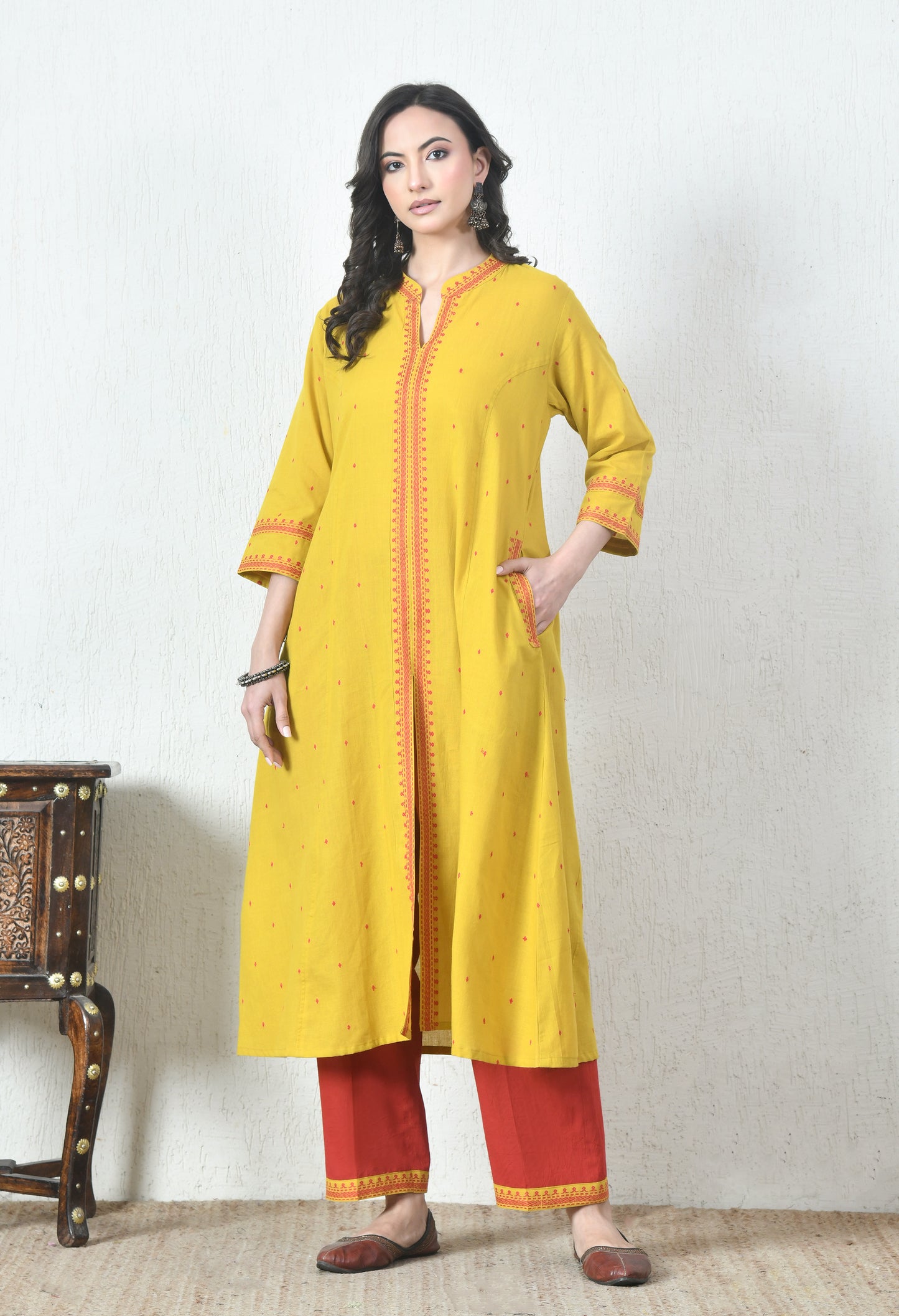 Yellow Cotton Kurta Set