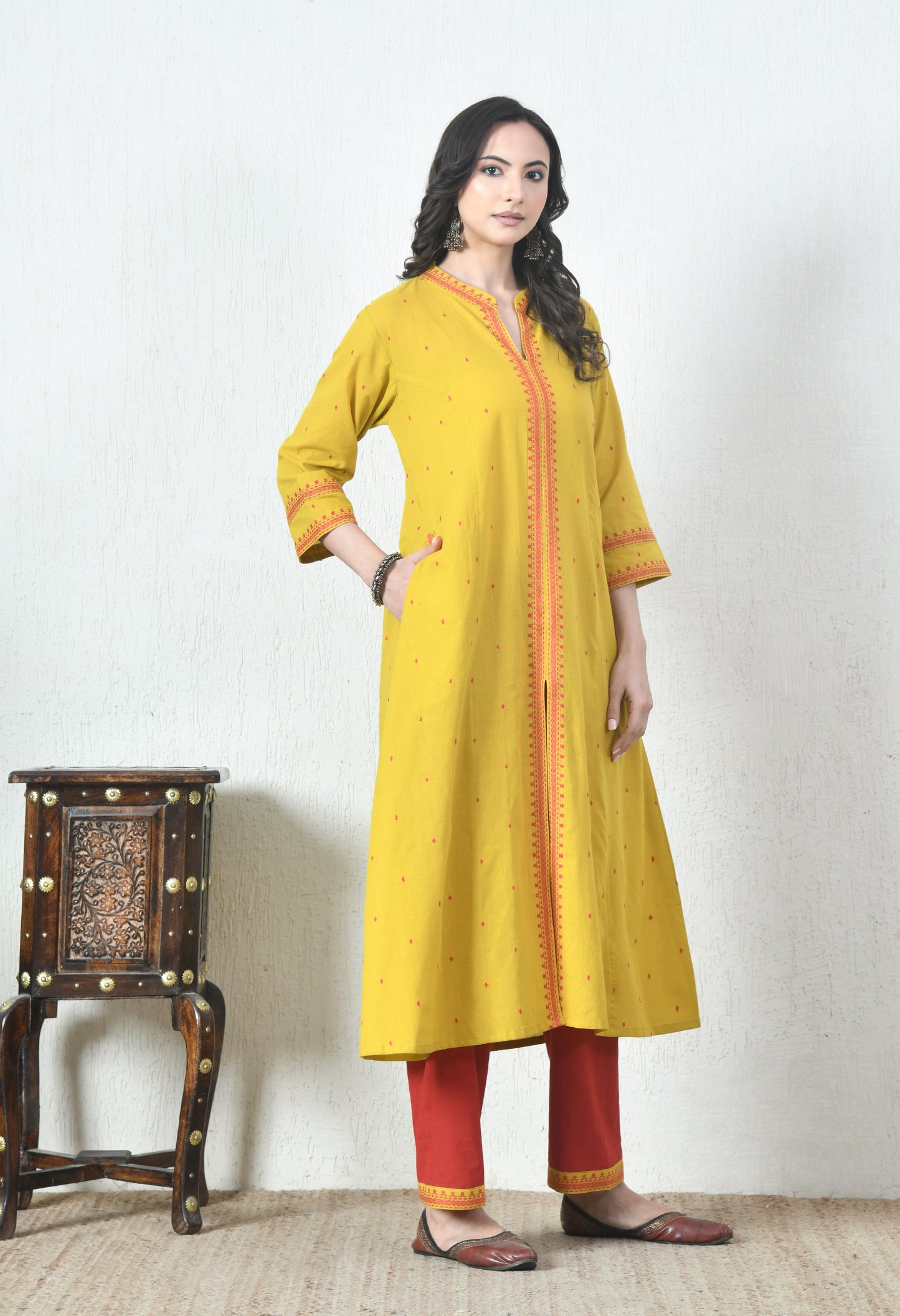 Yellow Cotton Kurta Set