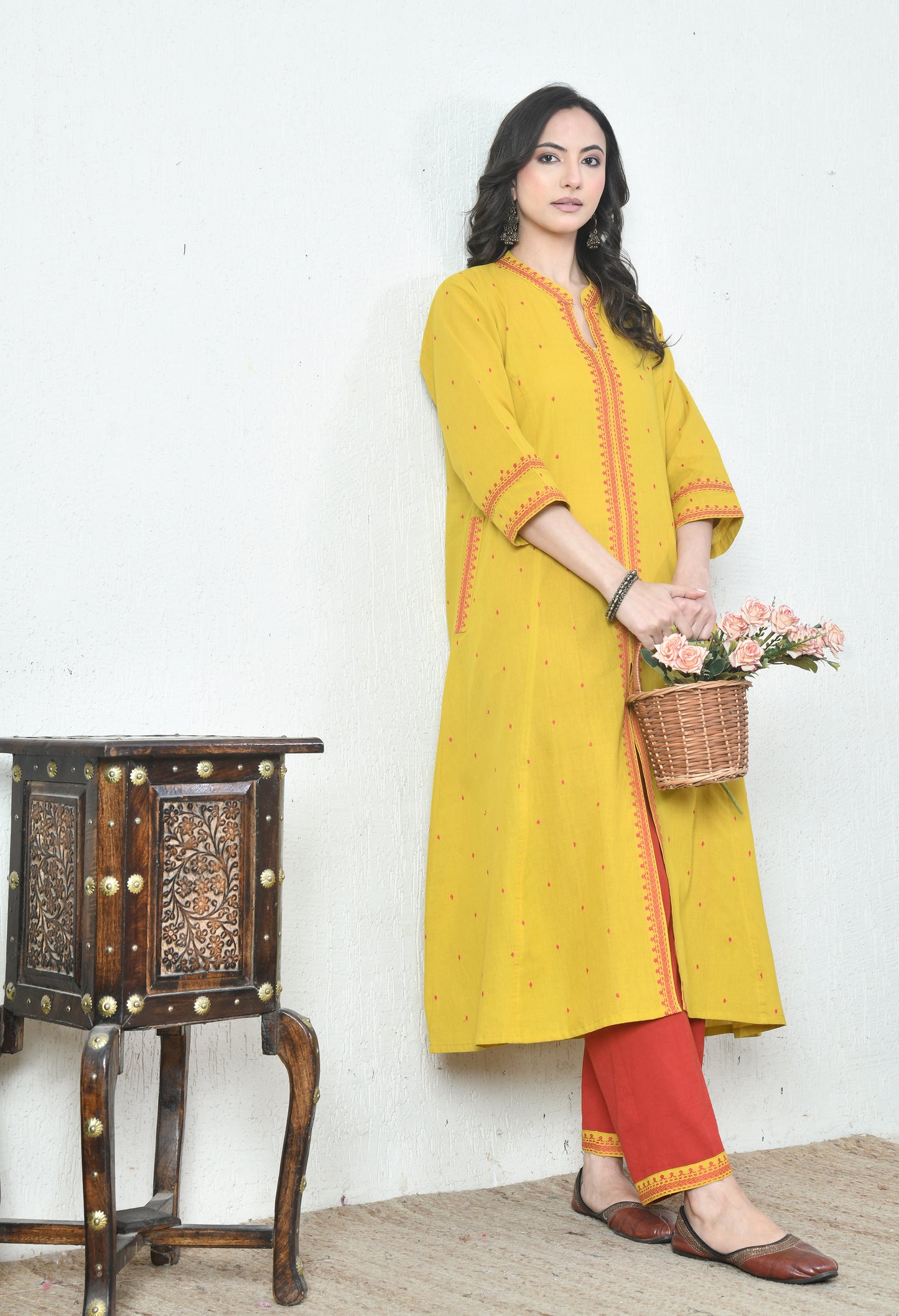Yellow Cotton Kurta Set