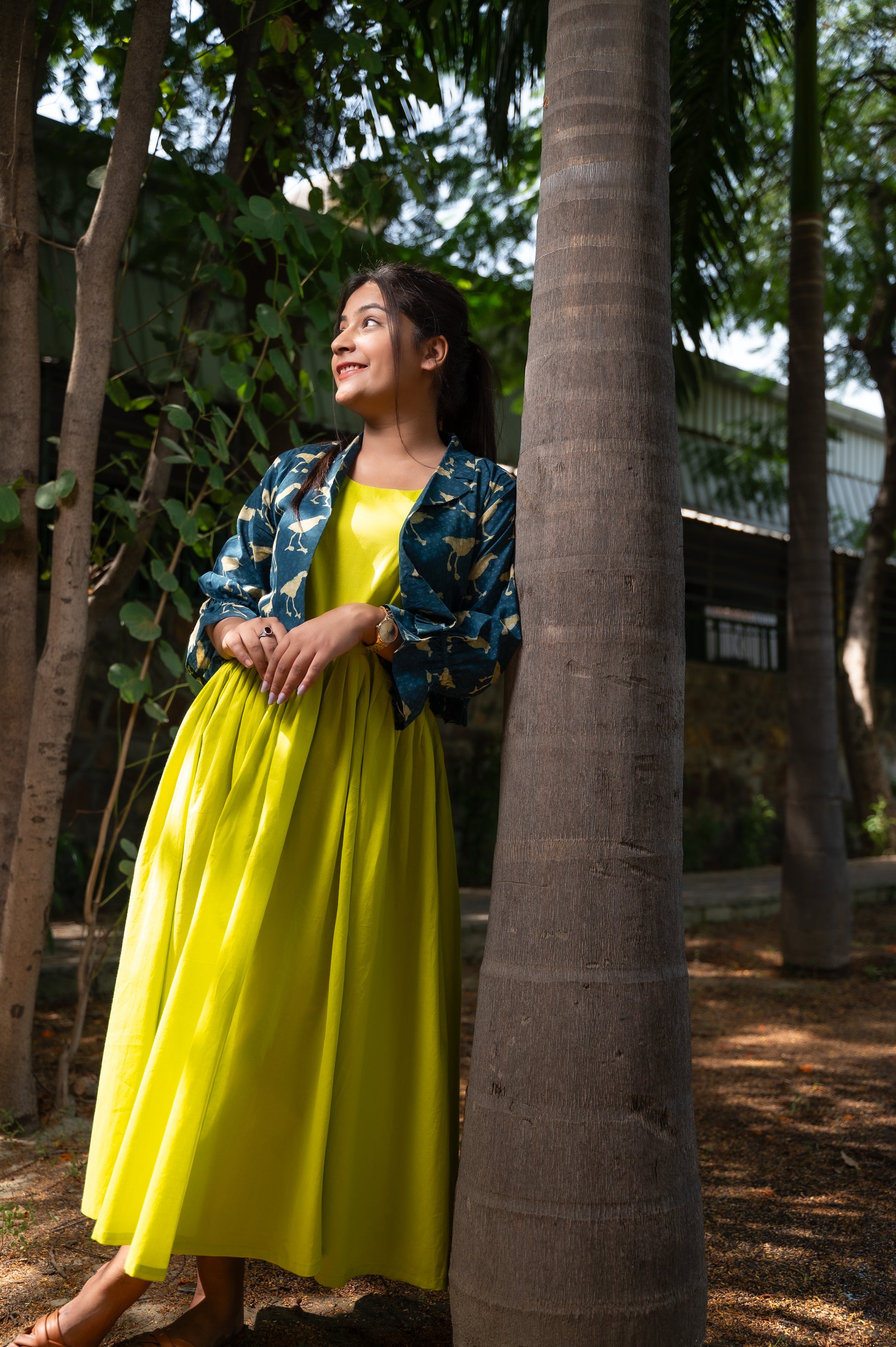cotton long dress with jacket Red Pure Cotton Fit & Flare Midi Dress with Jacket Rain & Rainbow