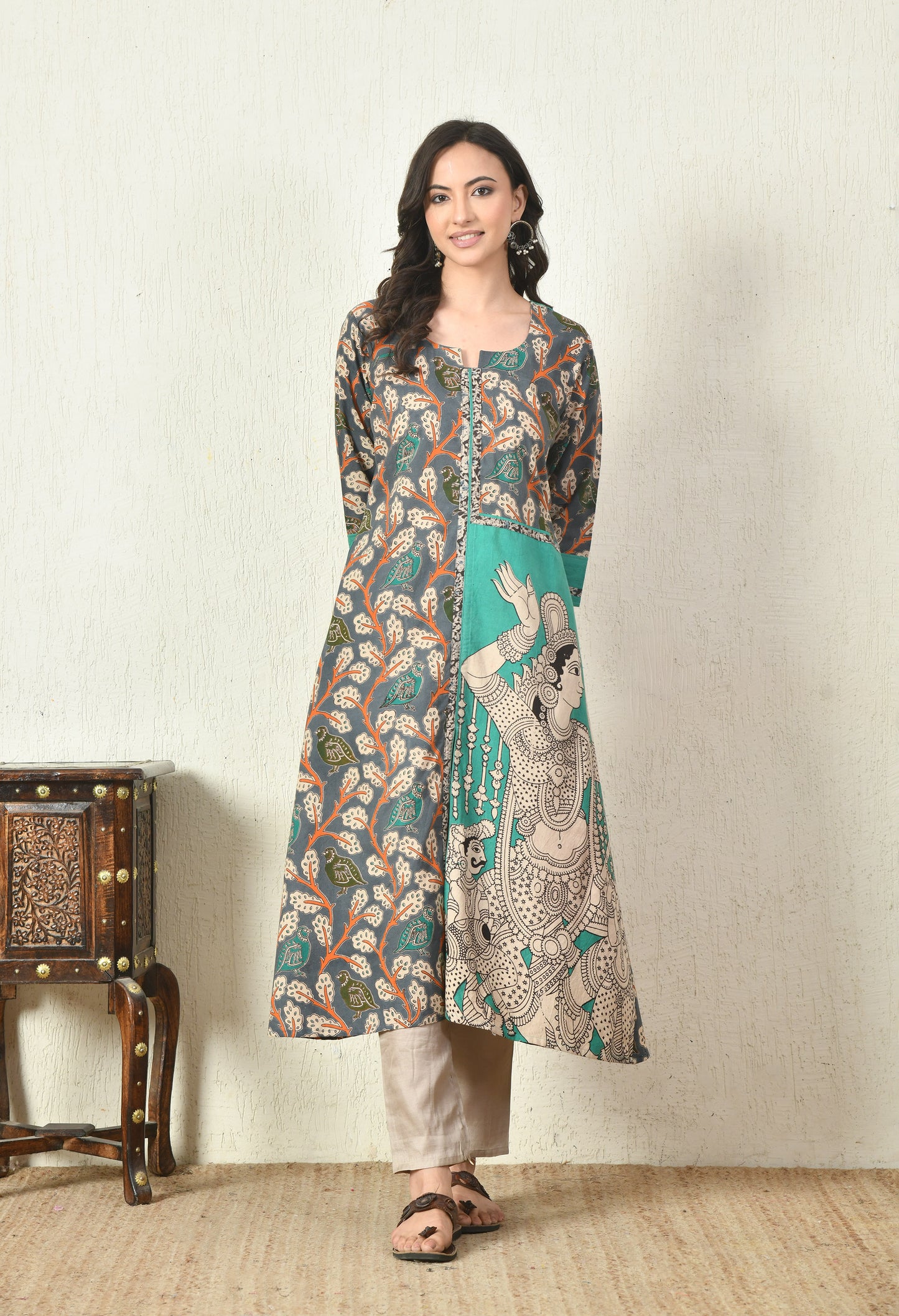 Green Kalamkari Cotton Kurta