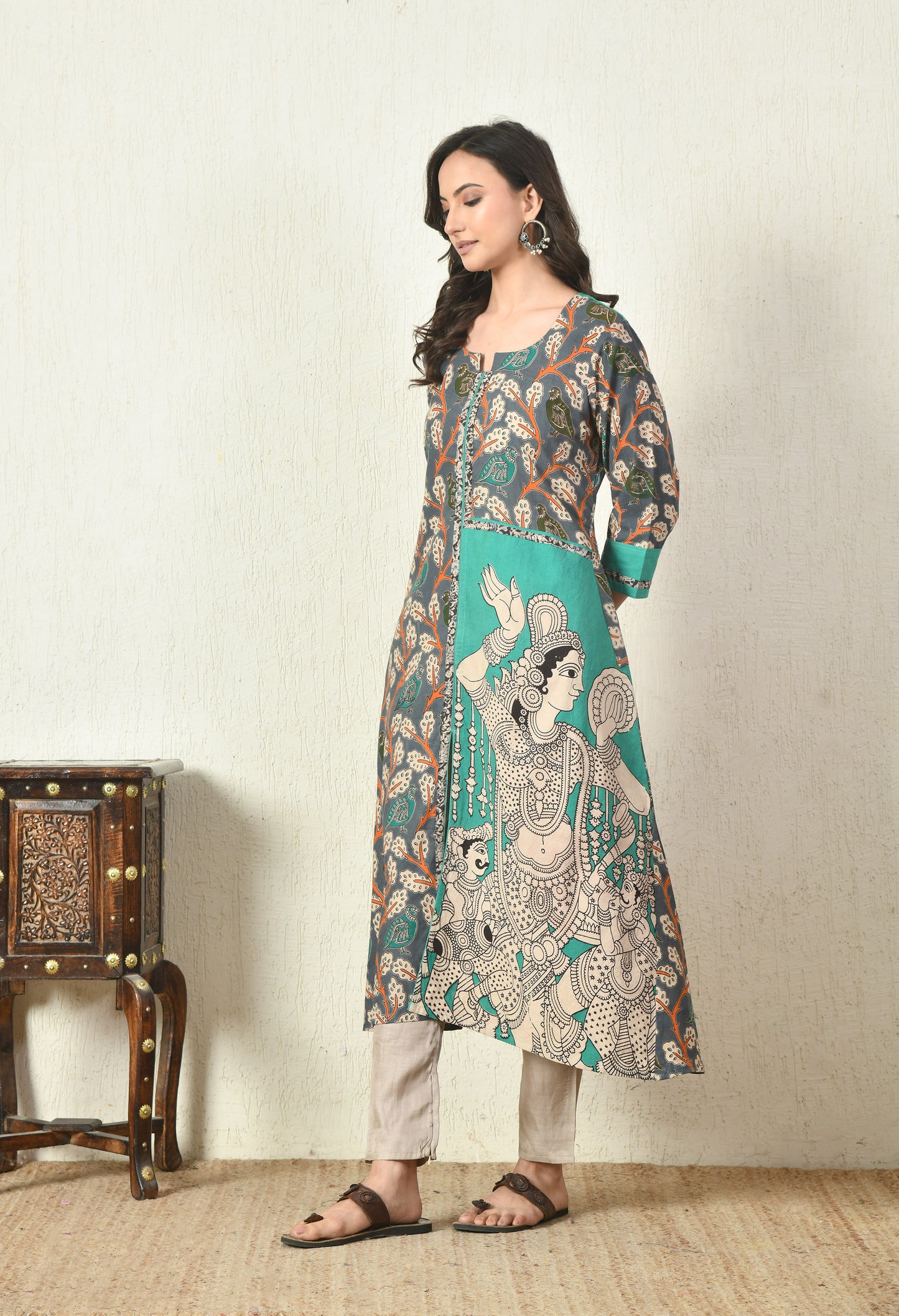 Green Kalamkari Cotton Kurta