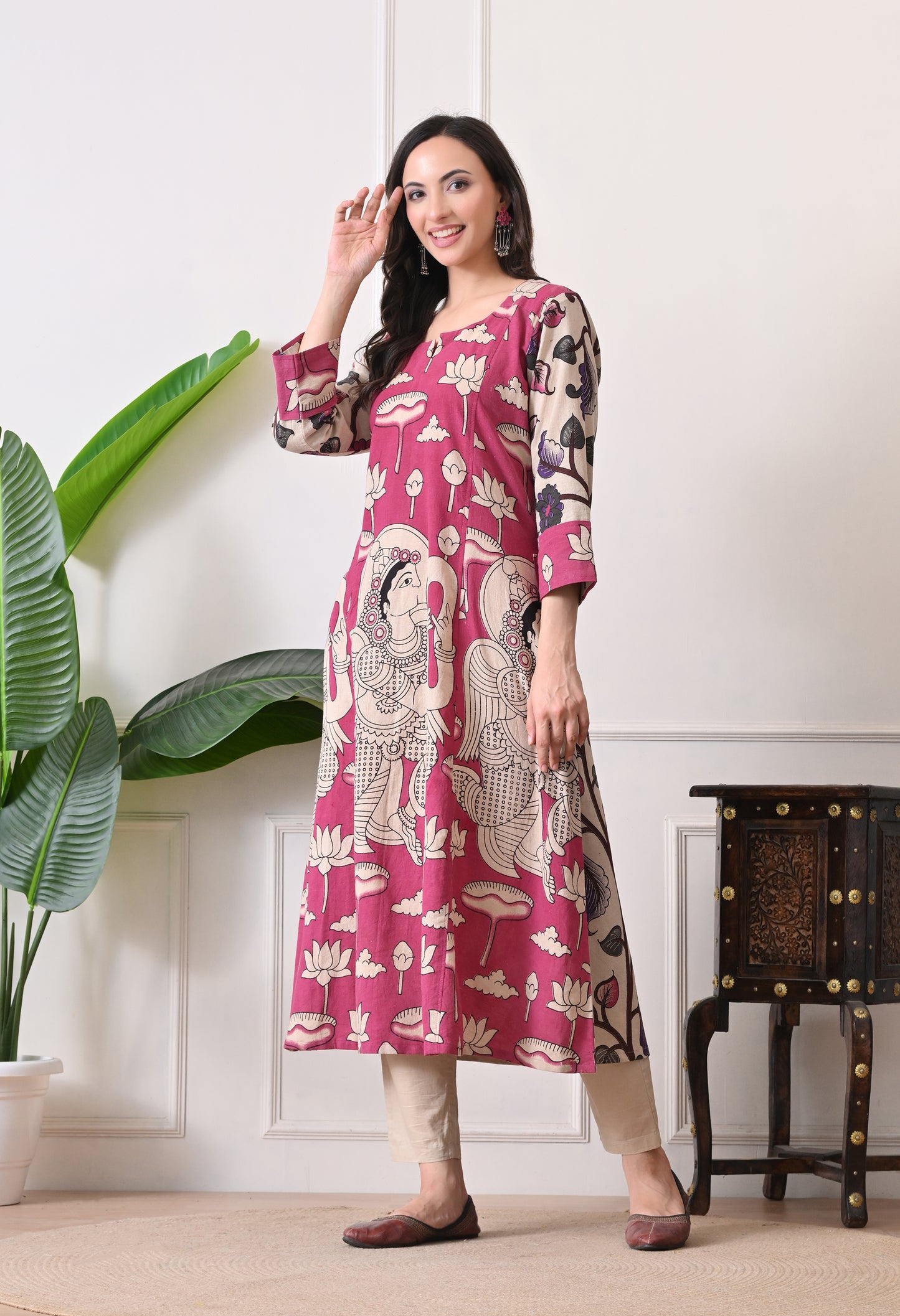 Rani Kalamkari Cotton Kurta