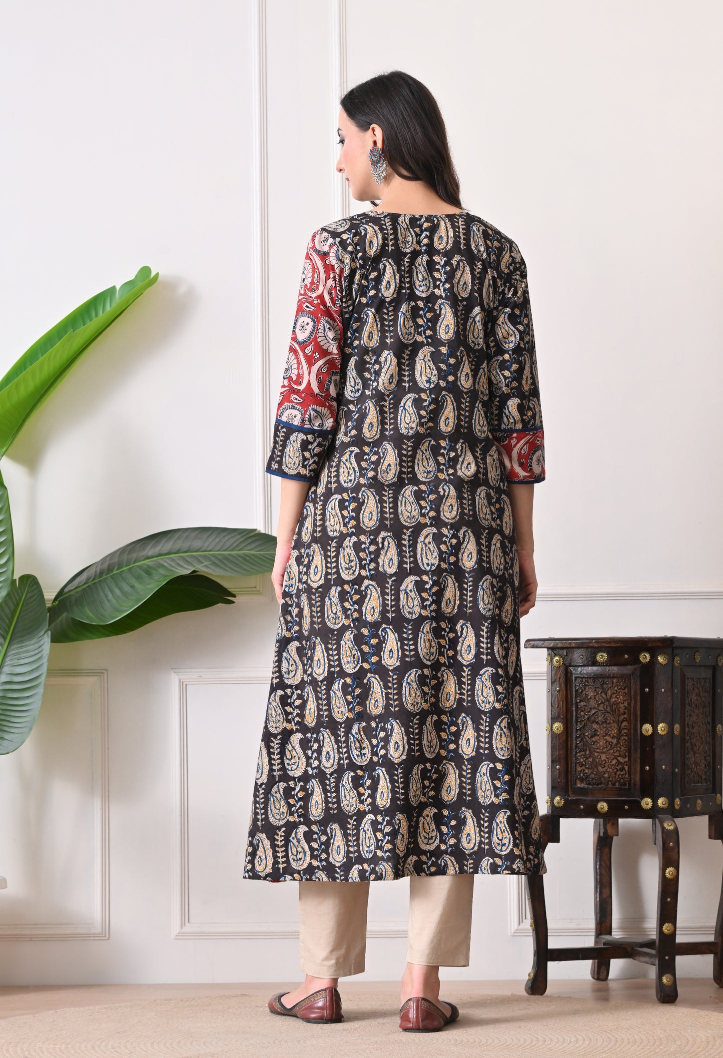 Black Kalamkari Cotton Kurta