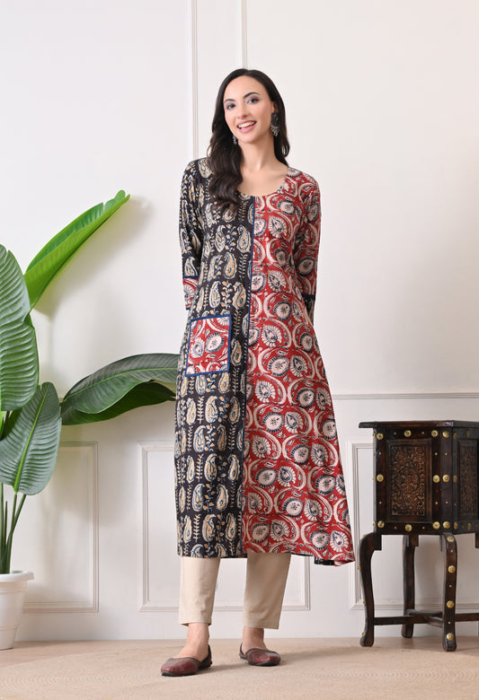 Black Kalamkari Cotton Kurta