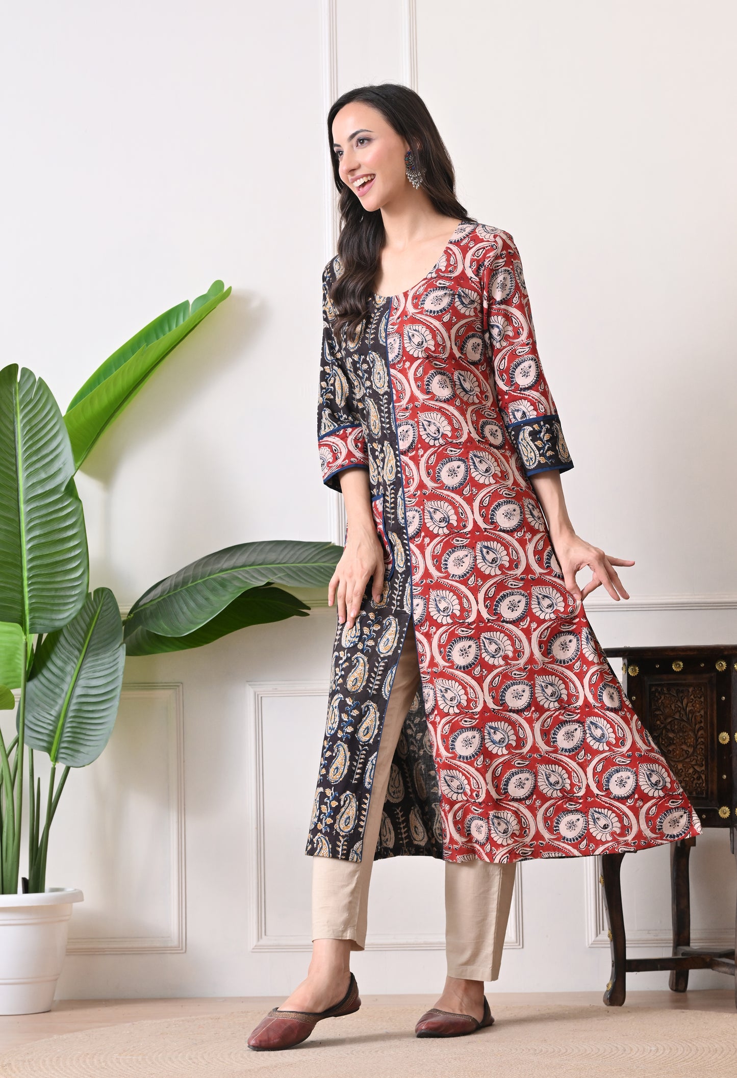 Black Kalamkari Cotton Kurta