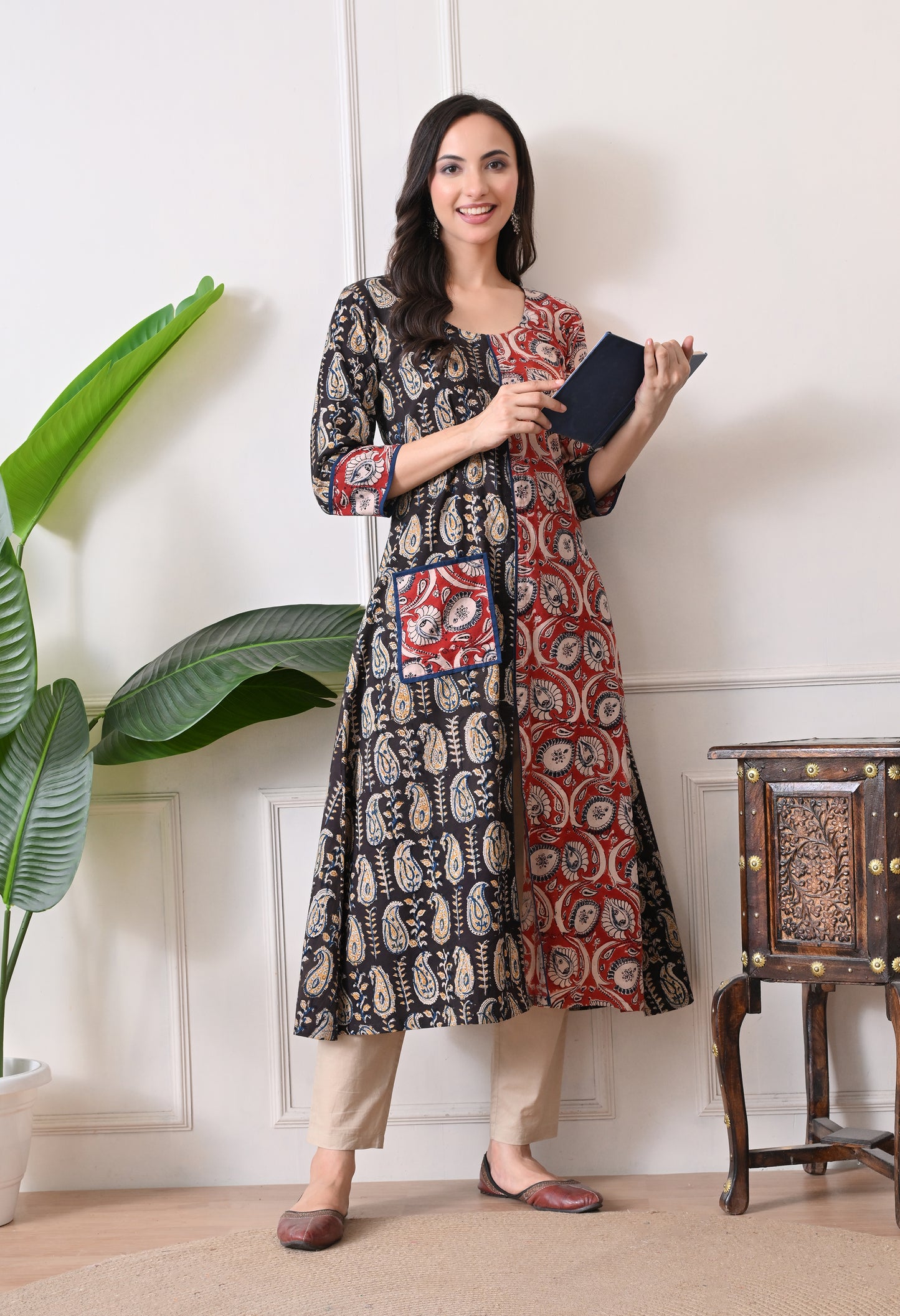 Black Kalamkari Cotton Kurta
