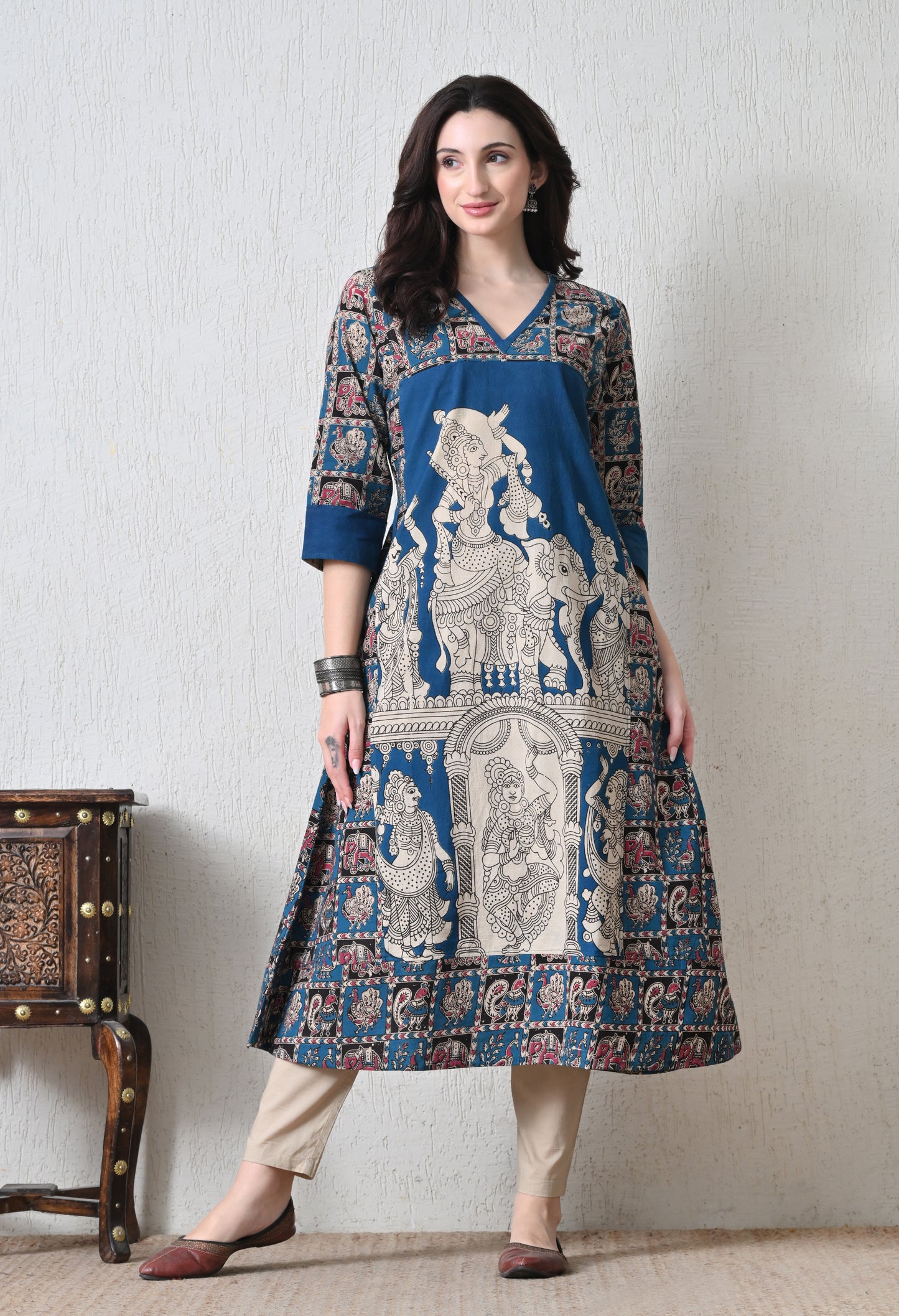 Blue Kalamkari Cotton Kurta