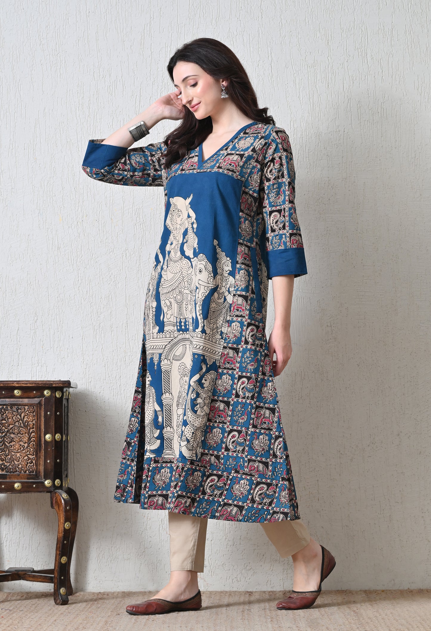 Blue Kalamkari Cotton Kurta