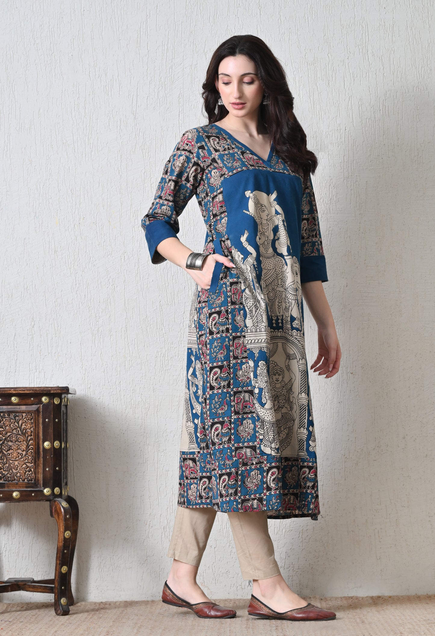 Blue Kalamkari Cotton Kurta