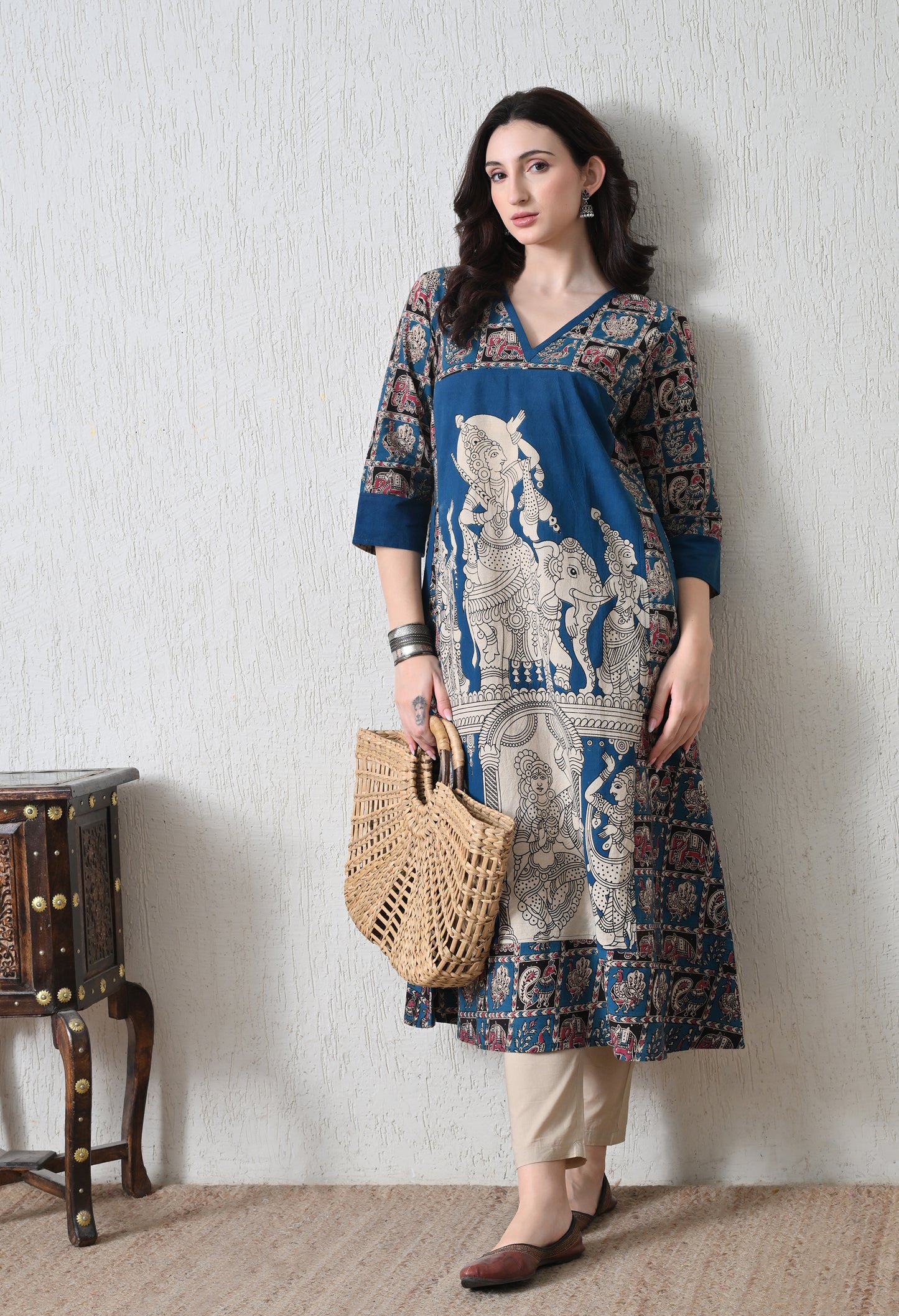Blue Kalamkari Cotton Kurta